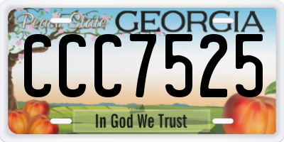 GA license plate CCC7525