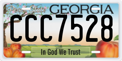 GA license plate CCC7528