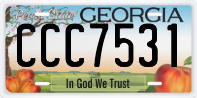 GA license plate CCC7531