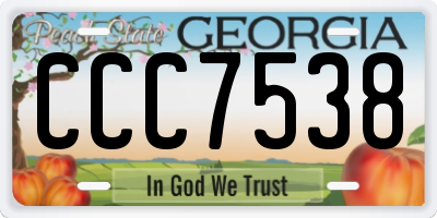 GA license plate CCC7538