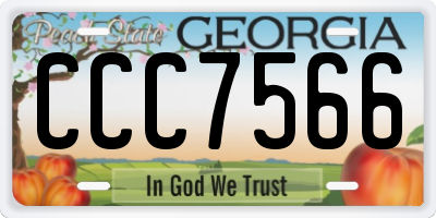 GA license plate CCC7566