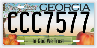 GA license plate CCC7577