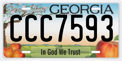 GA license plate CCC7593
