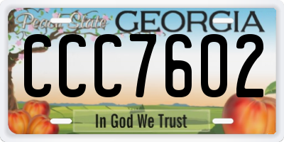 GA license plate CCC7602