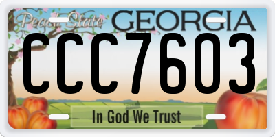 GA license plate CCC7603