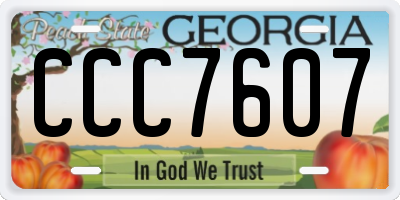 GA license plate CCC7607