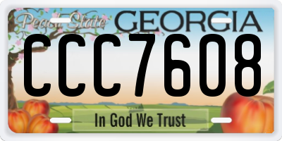 GA license plate CCC7608