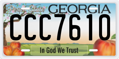 GA license plate CCC7610