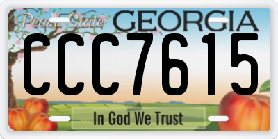 GA license plate CCC7615