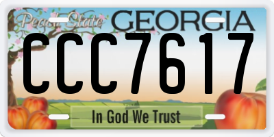 GA license plate CCC7617
