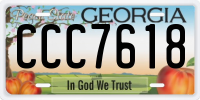GA license plate CCC7618