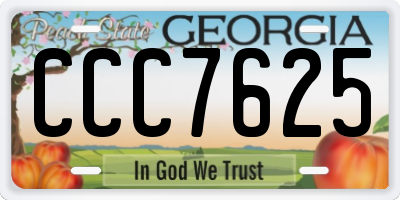 GA license plate CCC7625
