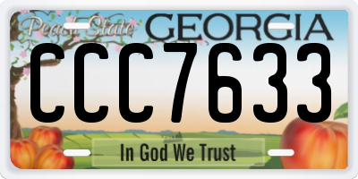 GA license plate CCC7633