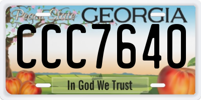 GA license plate CCC7640