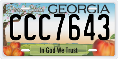 GA license plate CCC7643