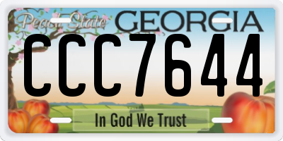 GA license plate CCC7644