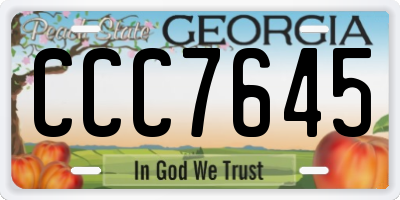 GA license plate CCC7645