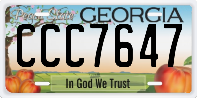 GA license plate CCC7647