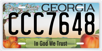 GA license plate CCC7648