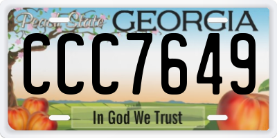 GA license plate CCC7649