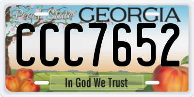 GA license plate CCC7652