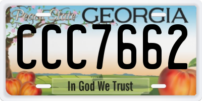 GA license plate CCC7662