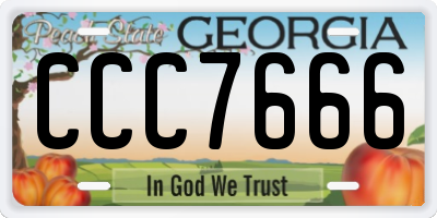 GA license plate CCC7666