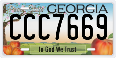 GA license plate CCC7669