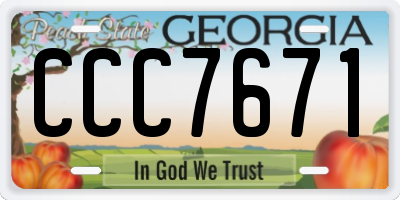 GA license plate CCC7671