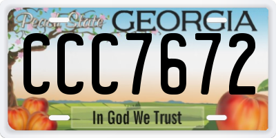 GA license plate CCC7672