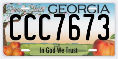GA license plate CCC7673