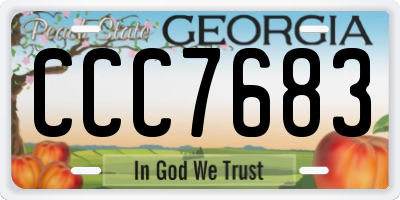 GA license plate CCC7683