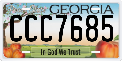 GA license plate CCC7685