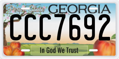 GA license plate CCC7692