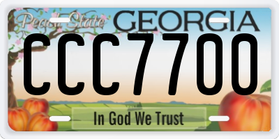 GA license plate CCC7700