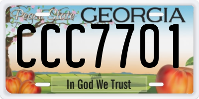 GA license plate CCC7701