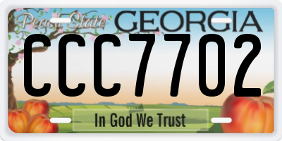 GA license plate CCC7702