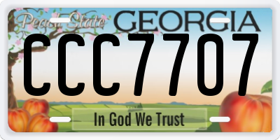 GA license plate CCC7707