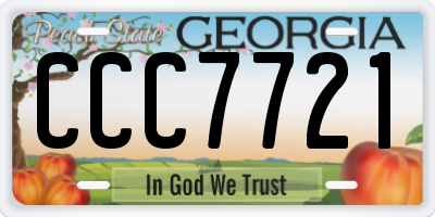 GA license plate CCC7721