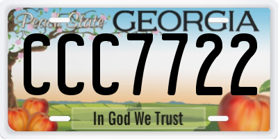 GA license plate CCC7722