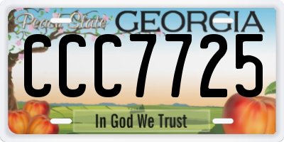 GA license plate CCC7725