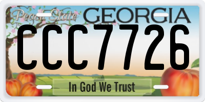 GA license plate CCC7726