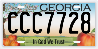 GA license plate CCC7728