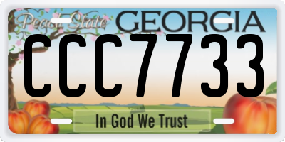 GA license plate CCC7733