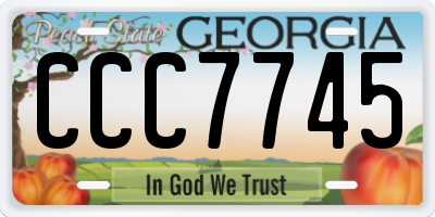 GA license plate CCC7745