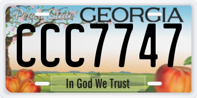 GA license plate CCC7747