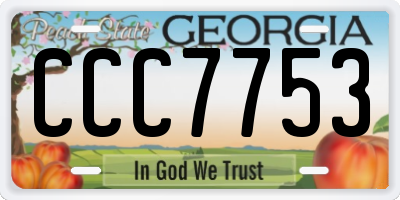 GA license plate CCC7753