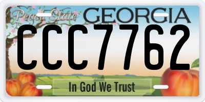 GA license plate CCC7762