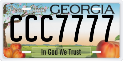 GA license plate CCC7777