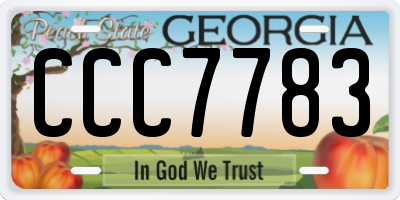 GA license plate CCC7783